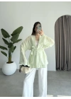 Nakış Baskılı Kuşaklı Adaçayı Kimono