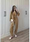 Ncy Bohem Kemerli Taba Crop Tensel Takım