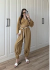 Ncy Bohem Kemerli Taba Crop Tensel Takım