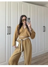 Ncy Bohem Kemerli Taba Crop Tensel Takım