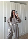 Ncy Bohem Kemerli Vizon Crop Tensel Takım