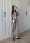 Ncy Bohem Kemerli Vizon Crop Tensel Takım