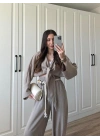 Ncy Bohem Kemerli Vizon Crop Tensel Takım