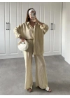 Nora İthal Kumaş Krem Gömlek Takım