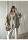 Olive Oversize Tensel Gömlek