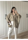 Olive Oversize Tensel Gömlek