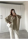 Olive Oversize Tensel Gömlek