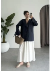 Önden Bağcıklı Kol Detaylı Lacivert Kimono