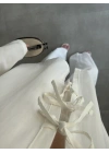 Önü Bağlamalı Beyaz Keten Kimono