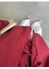 Önü Bağlamalı Bordo Keten Kimono
