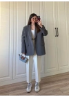 Oversize Antrasit Tensel Blazer Ceket