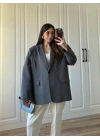 Oversize Antrasit Tensel Blazer Ceket