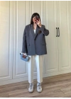 Oversize Antrasit Tensel Blazer Ceket