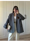 Oversize Antrasit Tensel Blazer Ceket
