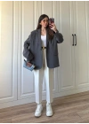 Oversize Antrasit Tensel Blazer Ceket