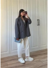 Oversize Antrasit Tensel Blazer Ceket