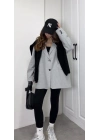 Oversize Maskülen Gri Blazer Ceket