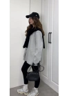 Oversize Maskülen Gri Blazer Ceket