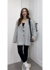 Oversize Maskülen Gri Blazer Ceket