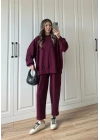 Oysh Kumaş Oversize Bordo Spor Takım