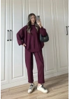 Oysh Kumaş Oversize Bordo Spor Takım