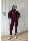 Oysh Kumaş Oversize Bordo Spor Takım