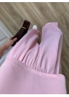 Oysh Modal Kumaş Beli Lastikli Pembe Crop Takım