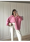 Pembe Oversize Tensel Gömlek