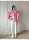 Pembe Oversize Tensel Gömlek
