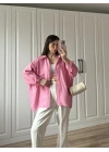 Pembe Oversize Tensel Gömlek