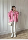 Pembe Oversize Tensel Gömlek