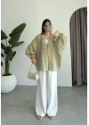 Pera Dantelli Adaçayı Yeşili Kimono Gömlek