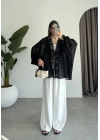 Pera Dantelli Siyah Kimono Gömlek