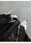 Pera Dantelli Siyah Kimono Gömlek