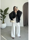 Pera Dantelli Siyah Kimono Gömlek