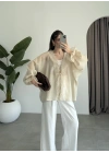 Pera Dantelli Taş Kimono Gömlek