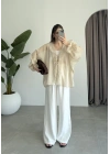 Pera Dantelli Taş Kimono Gömlek