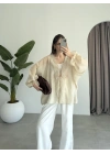 Pera Dantelli Taş Kimono Gömlek