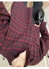 Pera Oversize Bordo Ekose Gömlek