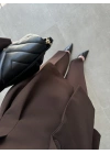 Pilili Belden Oturmalı Kahve Blazer Takım