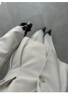 Pilili Belden Oturmalı Taş Blazer Takım