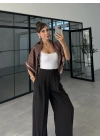 Pinterest Basic Palazzo Kumaş Kahve Pantolon