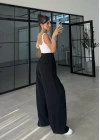 Pinterest Basic Palazzo Kumaş Siyah Pantolon