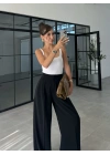 Pinterest Basic Palazzo Kumaş Siyah Pantolon