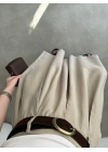 Premium Tensel Kemerli Bej Etek Pantolon