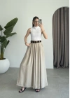 Premium Tensel Kemerli Bej Etek Pantolon