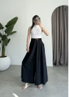 Premium Tensel Kemerli Siyah Etek Pantolon