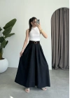 Premium Tensel Kemerli Siyah Etek Pantolon