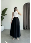 Premium Tensel Kemerli Siyah Etek Pantolon