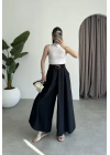 Premium Tensel Kemerli Siyah Etek Pantolon